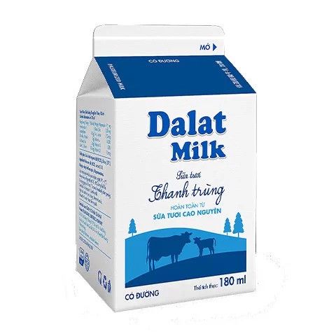  Sữa Tươi Thanh Trùng Có Đường Dalat Milk 180ml (HAN) 