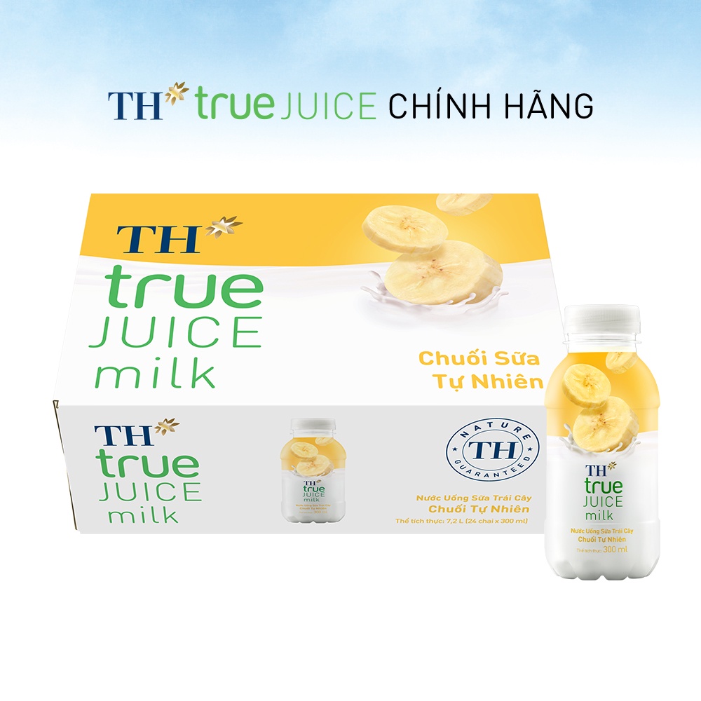  Nước uống sữa trái cây Chuối Tự Nhiên TH true JUICE milk (Thùng 24 chai x 300ml) 