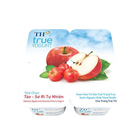  Lốc sữa chua ăn táo sơ ri TH true YOGURT 100g x 4 hộp 