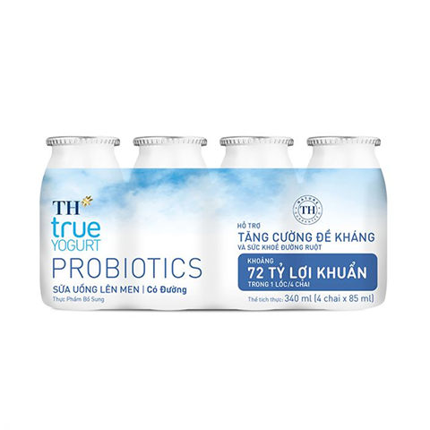  Lốc sữa uống lên men có đường TH true YOGURT PROBIOTICS 85ml x 4 chai 