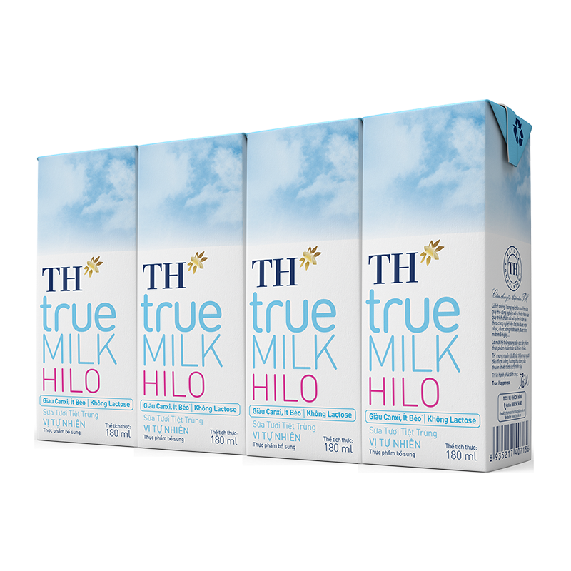  2 Lốc Sữa Tươi Tiệt Trùng TH TRUE MILK HILO 180 ML x 4 hộp/lốc 