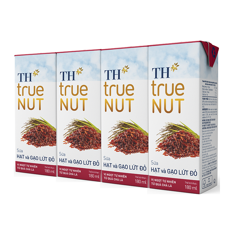  Sữa Hạt và Gạo Lứt Đỏ TH true NUT (180 ml x 4 hộp ) 