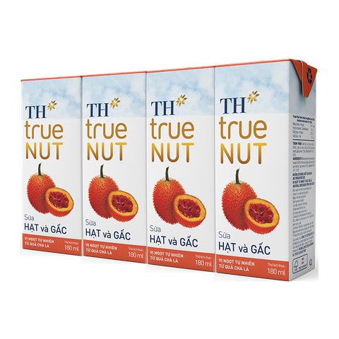  Sữa Hạt và Gấc TH true NUT (180 ml x 4 hộp) 