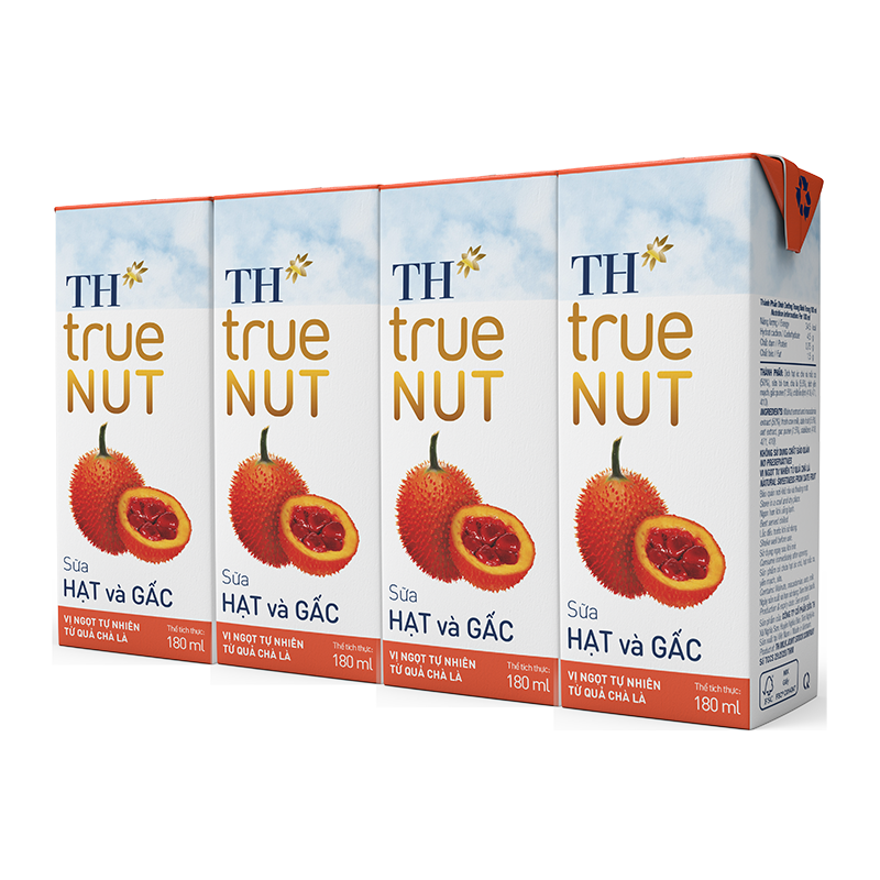  Sữa Hạt và Gấc TH true NUT (180 ml x 4 hộp) 