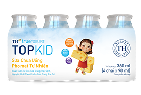  Lốc sữa chua uống phomat tự nhiên TOPKID 90 ml x 4 chai 