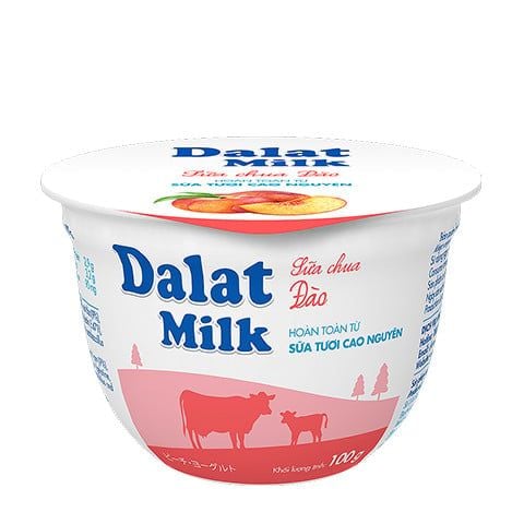  Combo 4 hộp sữa chua ăn đào Dalatmilk 100 g x 4 hũ 