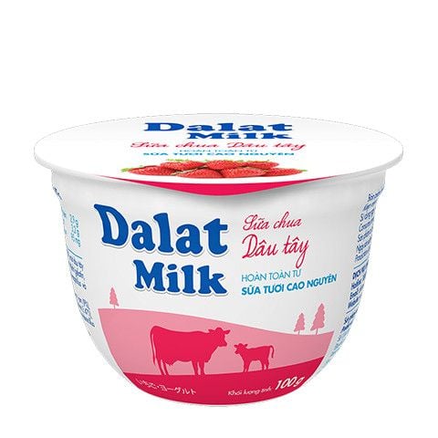  Combo 4 hộp sữa chua ăn dâu tây Dalatmilk 100 g x 4 hũ 