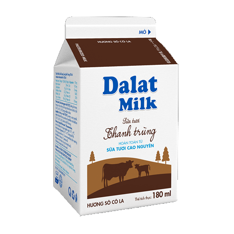  Sữa Tươi Thanh Trùng Hương Sô Cô La Dalat Milk 180ml (HAN) 