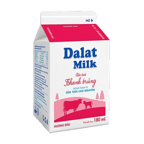  Sữa Tươi Thanh Trùng Hương Dâu Dalat Milk 180ml (SGN) 