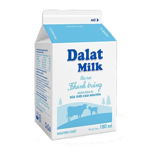  Sữa Tươi Thanh Trùng Nguyên Chất Dalat Milk 180ml (SGN) 