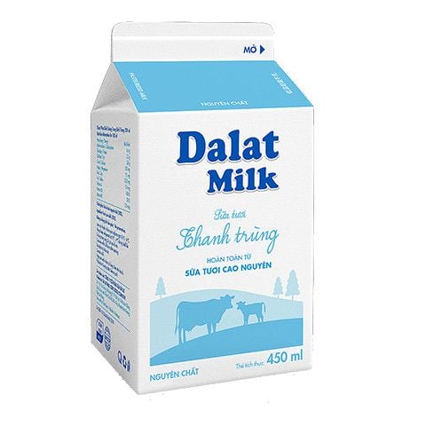  Sữa Tươi Thanh Trùng Nguyên Chất Dalat Milk 450ml 