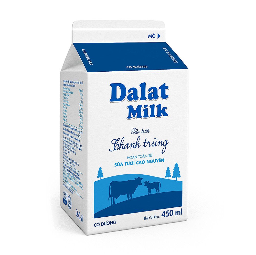  Sữa Tươi Thanh Trùng Có Đường Dalat Milk 450ml (HAN) 