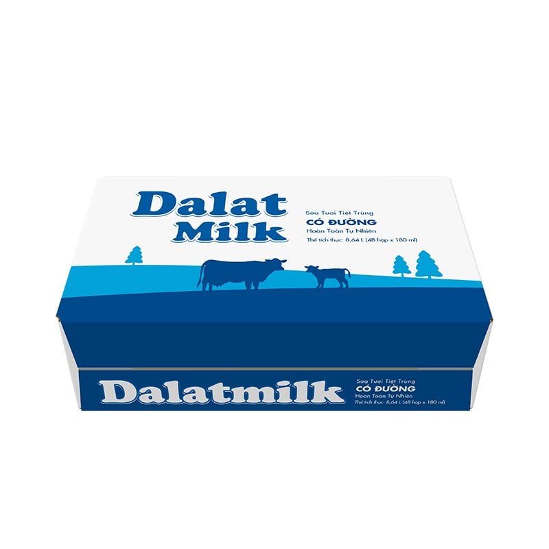 Thùng Sữa Tươi Tiệt Trùng Có Đường Dalatmilk 180ml 
