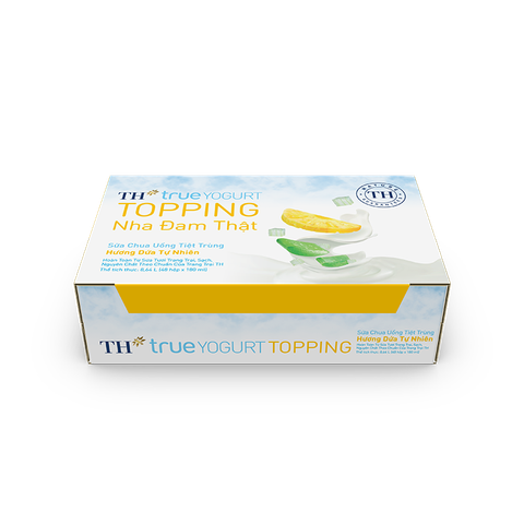  Thùng 48 Hộp Sữa Chua Uống Tiệt Trùng Hương Dứa Tự Nhiên TH true YOGURT TOPPING 180 ml 