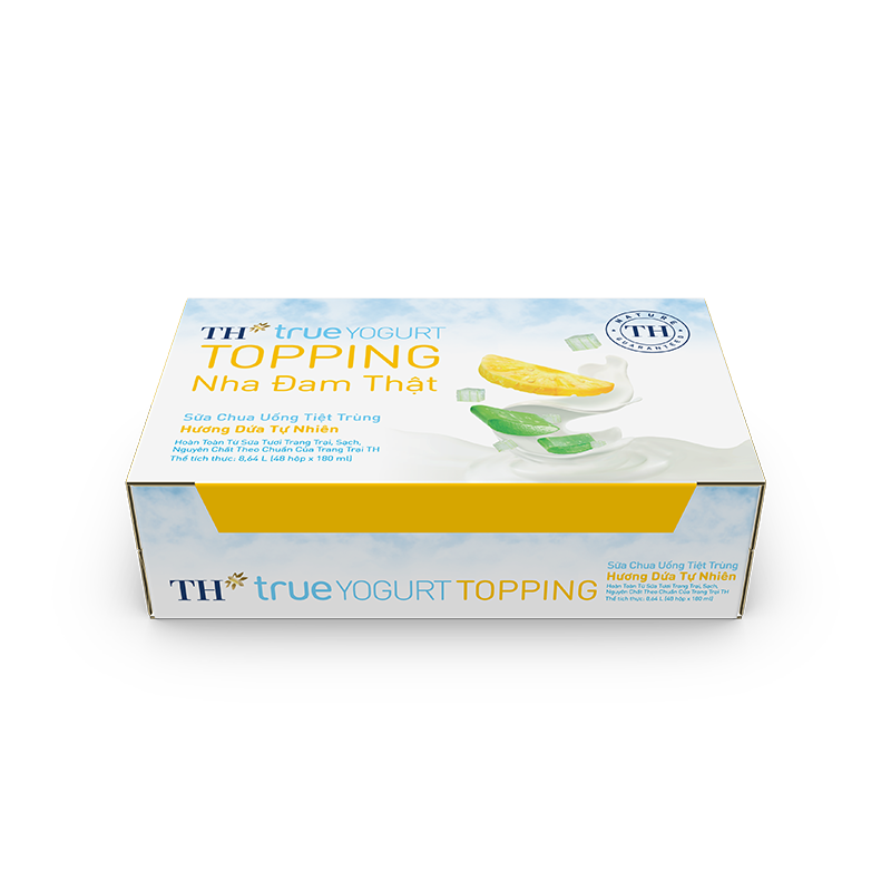  Thùng 48 Hộp Sữa Chua Uống Tiệt Trùng Hương Dứa Tự Nhiên TH true YOGURT TOPPING 180 ml 