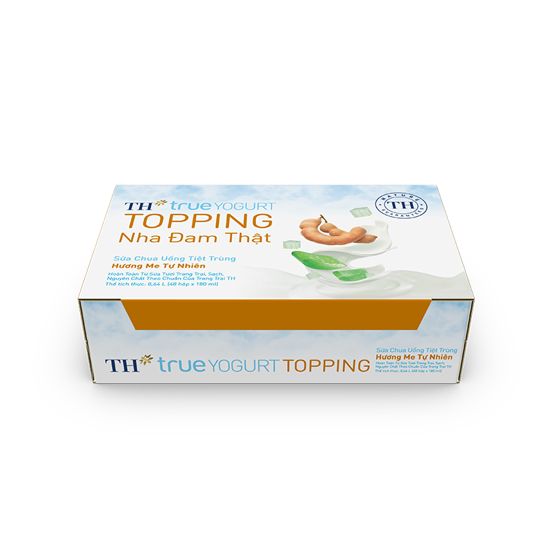  Thùng 48 Hộp Sữa Chua Uống Tiệt Trùng Hương Me Tự Nhiên TH true YOGURT TOPPING 180 ml 
