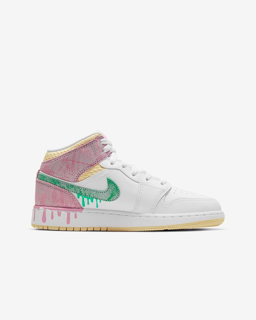 Giày Nike Air Jordan 1 Mid SE GS Paint Drip DD1666-100 - Deestore.vn