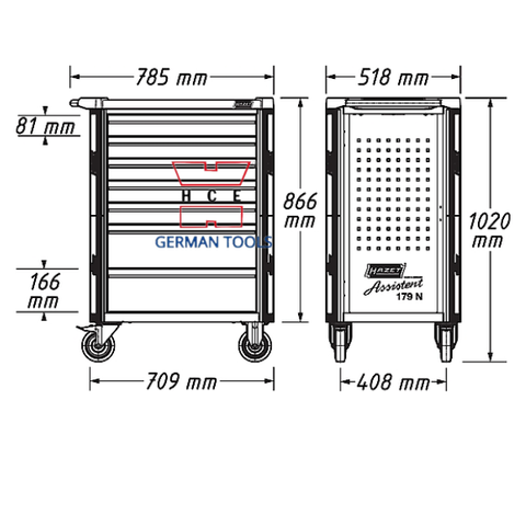  XE ĐẨY ĐỰNG DỤNG CỤ 7 NGĂN 137 CHI TIẾT HAZET 179NX-7/137 