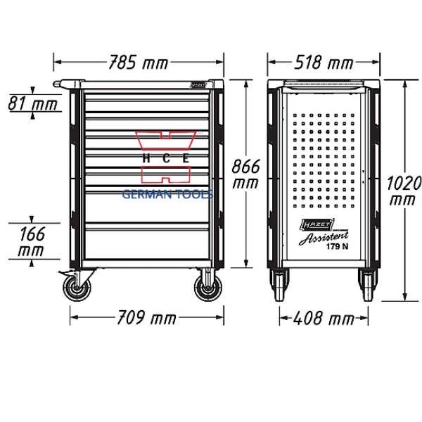  XE ĐẨY ĐỰNG DỤNG CỤ 8 NGĂN HAZET 179N-8 