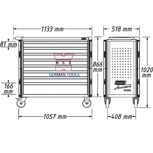  XE ĐẨY ĐỰNG DỤNG CỤ 7 NGĂN HAZET 179NXXL-7 