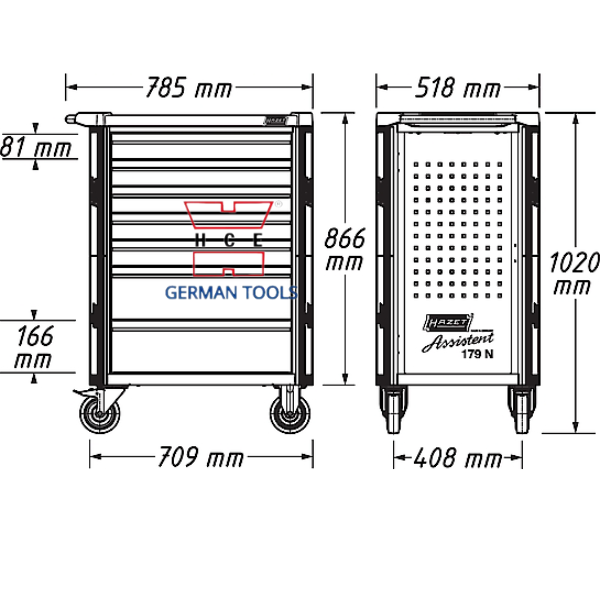  XE ĐẨY ĐỰNG DỤNG CỤ 8 NGĂN 296 CHI TIẾT HAZET 179N-8-2700/296 