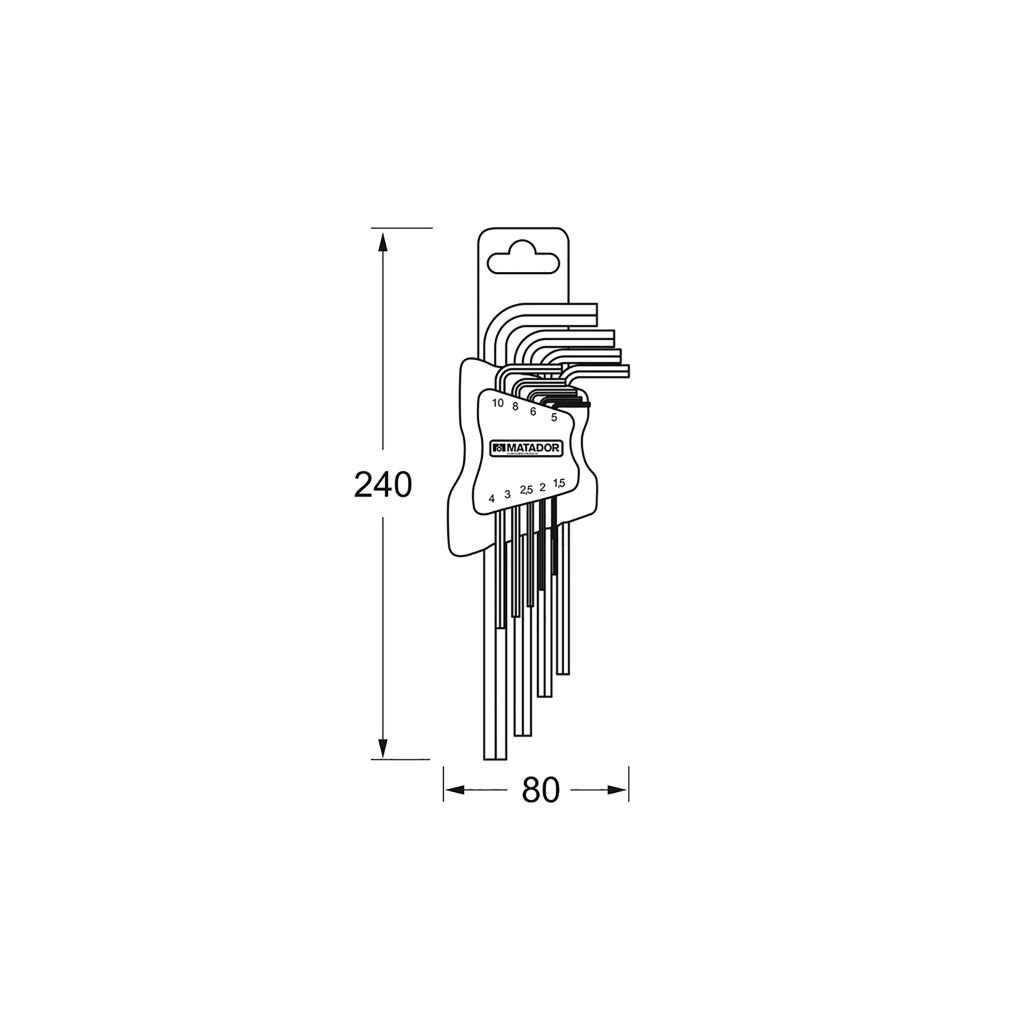  BỘ LỤC GIÁC DÀI HỆ MÉT 9 CHI TIẾT 1,5-10MM MATADOR 0441 9091 