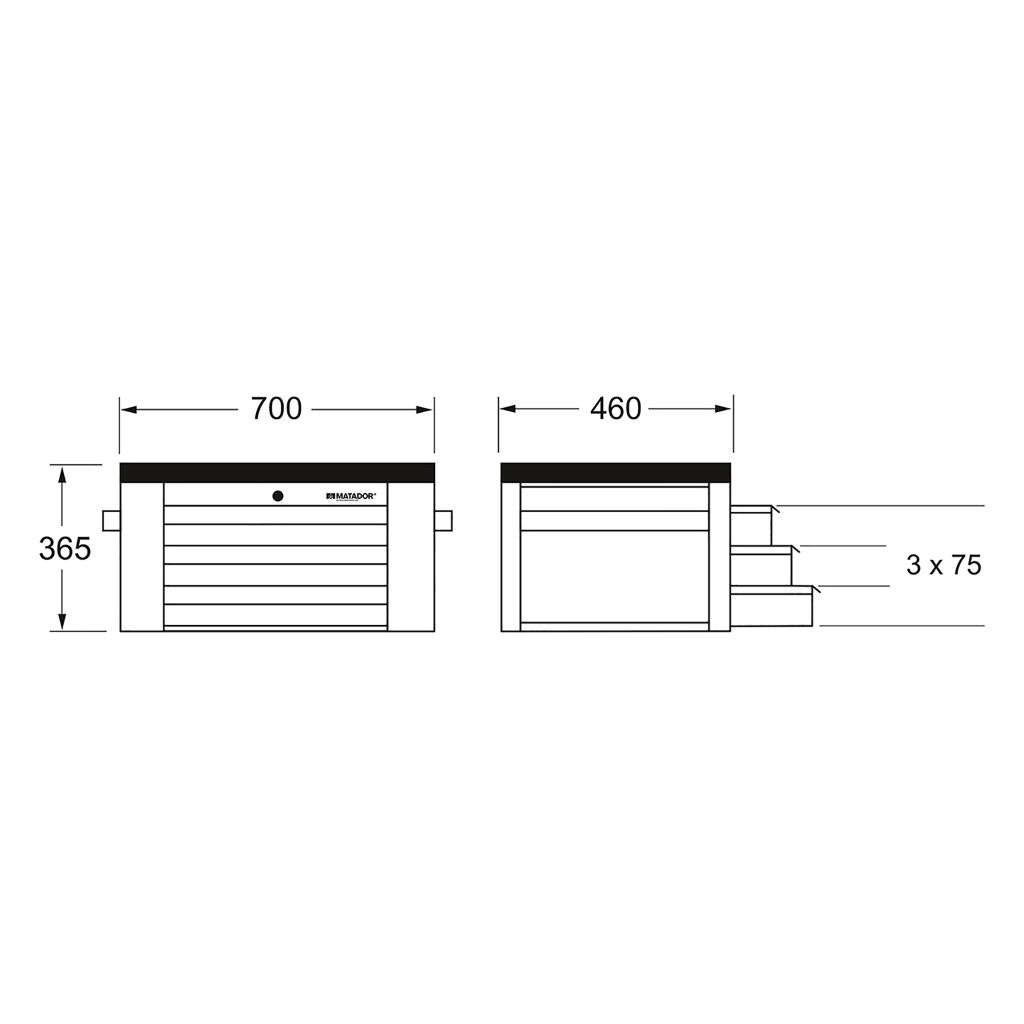  TỦ ĐỒ NGHỀ 3 NGĂN RATIO MATADOR 8163  0019 