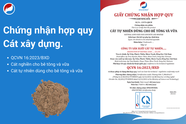 Chứng nhận hợp quy cát xây dựng