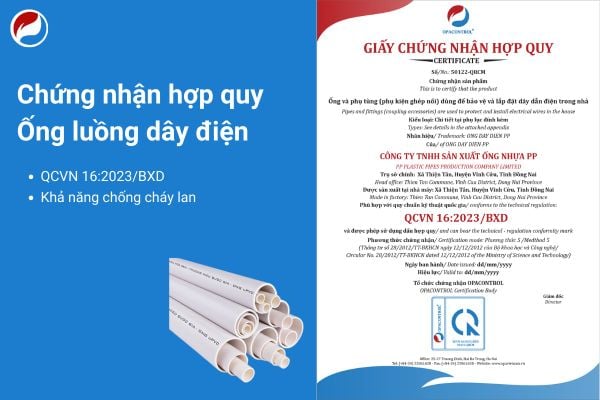 Chứng nhận hợp quy ống luồng dây điện