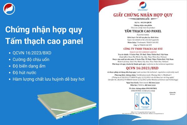 Chứng nhận hợp quy tấm thạch cao panel