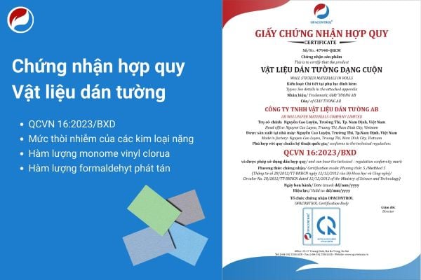 chứng nhận hợp quy vật liệu dán tường dạng cuộn