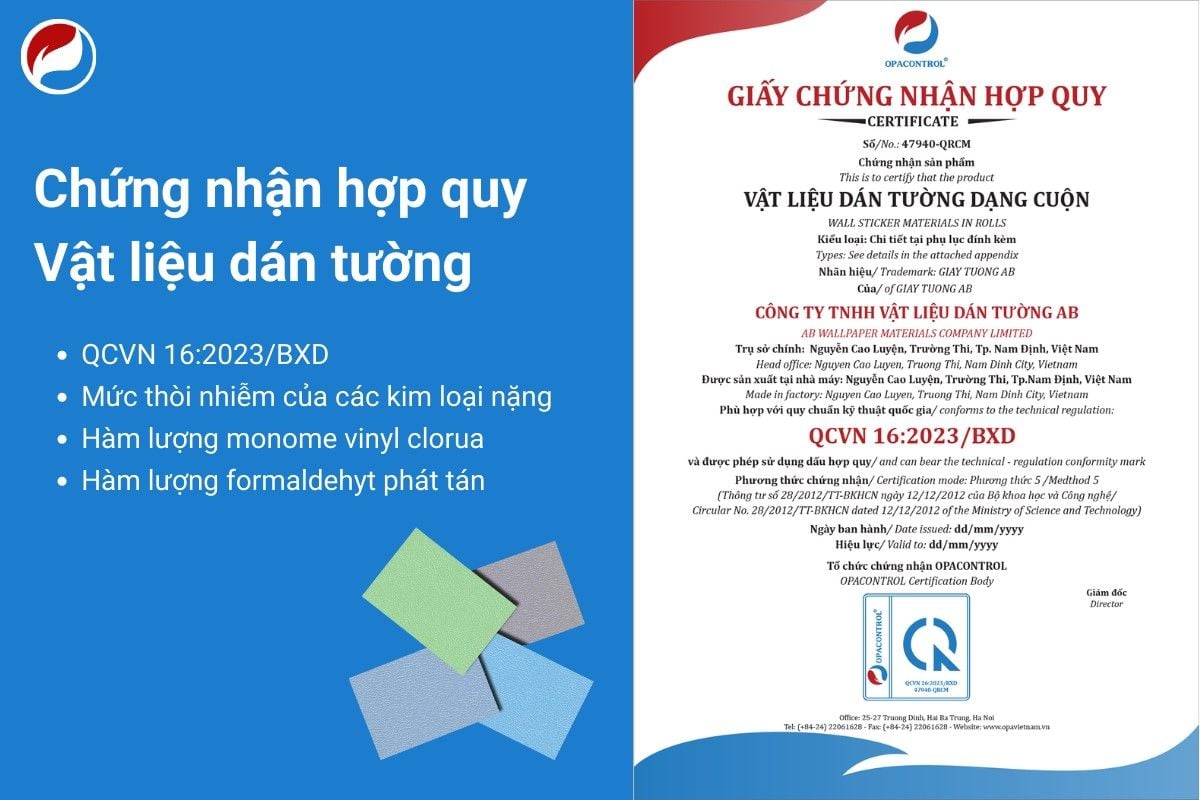  Chứng nhận hợp quy vật liệu dán tường dạng cuộn theo QCVN 16:2023/BXD. 