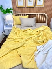 Ga giường TC Modal - Vàng phối nâu (Có chần ga và vỏ gối)