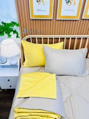 Ga giường TC Modal - Vàng phối nâu (Có chần ga và vỏ gối)