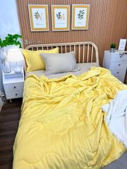 Ga giường TC Modal - Vàng phối nâu (Có chần ga và vỏ gối)