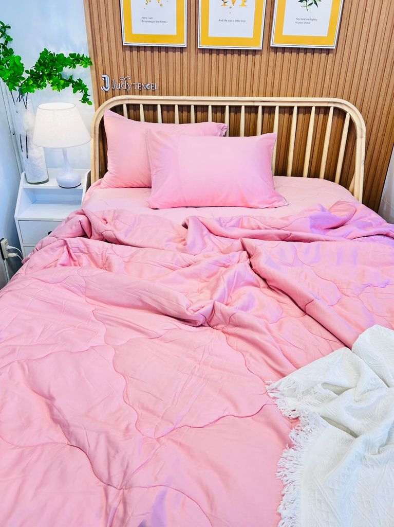 Ga giường TC Modal - Hồng (có chần ga & vỏ gối)