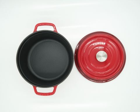 Nồi Gang Đúc Tráng Men size 22cm ; Nồi Gang Kho Thịt Cá, Phù hợp mọi loại bếp