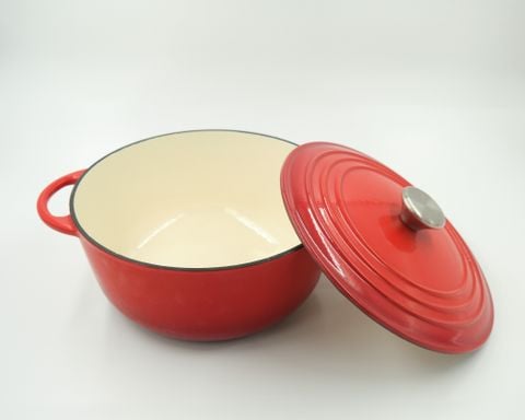 Nồi Gang Đúc Tráng Men  26cm ; Phù hợp mọi loại bếp, Nấu canh nấu soup siêu ngon