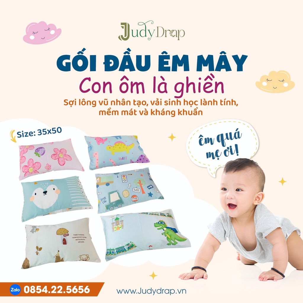 Gối nằm em bé 35x50 (kèm vỏ gối)