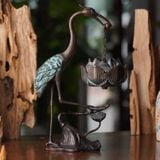  Lư hương bằng đồng hạc ngậm hoa sen 