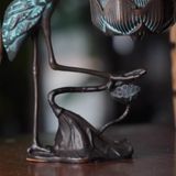  Lư hương bằng đồng hạc ngậm hoa sen 