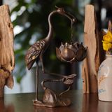  Lư hương bằng đồng hạc ngậm hoa sen 