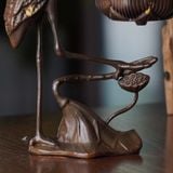  Lư hương bằng đồng hạc ngậm hoa sen 