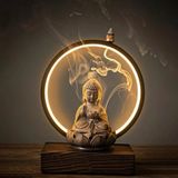  Thác khói trầm hương đĩa tròn hình phật 