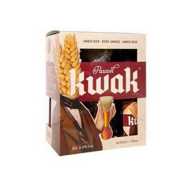 Hộp Quà Bia Bỉ Pauwel Kwak 330ml (4 Chai + 1 Ly)