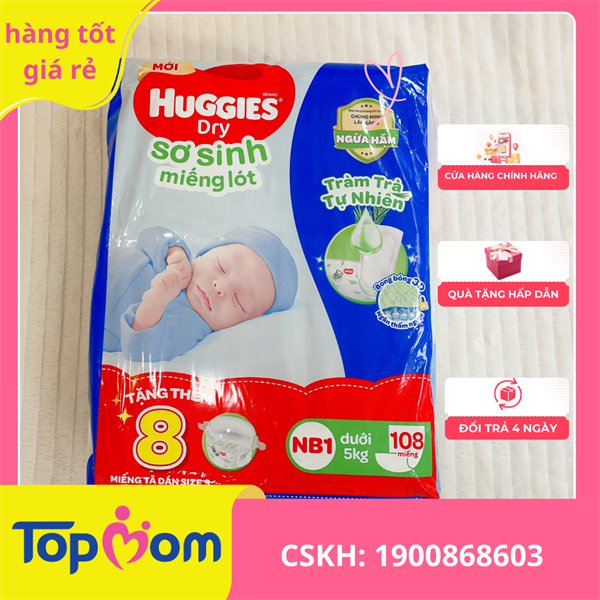 Tã Huggies miếng lót sơ sinh NB1 108 – Cửa hàng mẹ và bé topmom