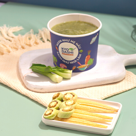  Cháo ngô - cải thìa 