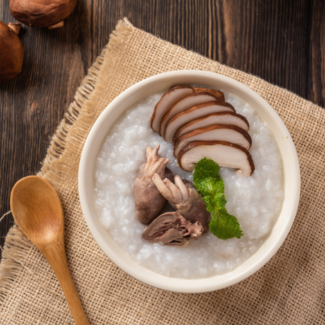  Cháo tim gà nấm đông cô 