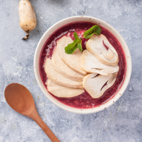  Cháo ức gà sốt nấm rơm 