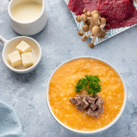  Cháo đà điểu sốt nấm linh chi 